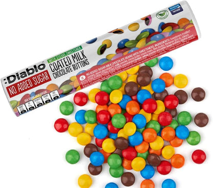 Diablo No Added Sugar Coated Milk Chocolate Buttons Tube
