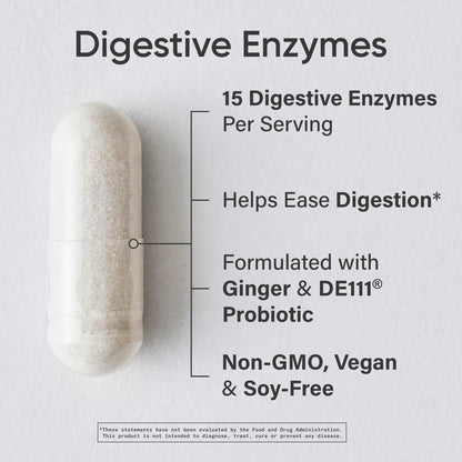 Sports Research Digestive Enzymes with Probiotics & Ginger - Plant Based for Dairy, Protein, Sugar & Carbs - Non-GMO Verified & Vegan Friendly (90 Veggie Capsules)