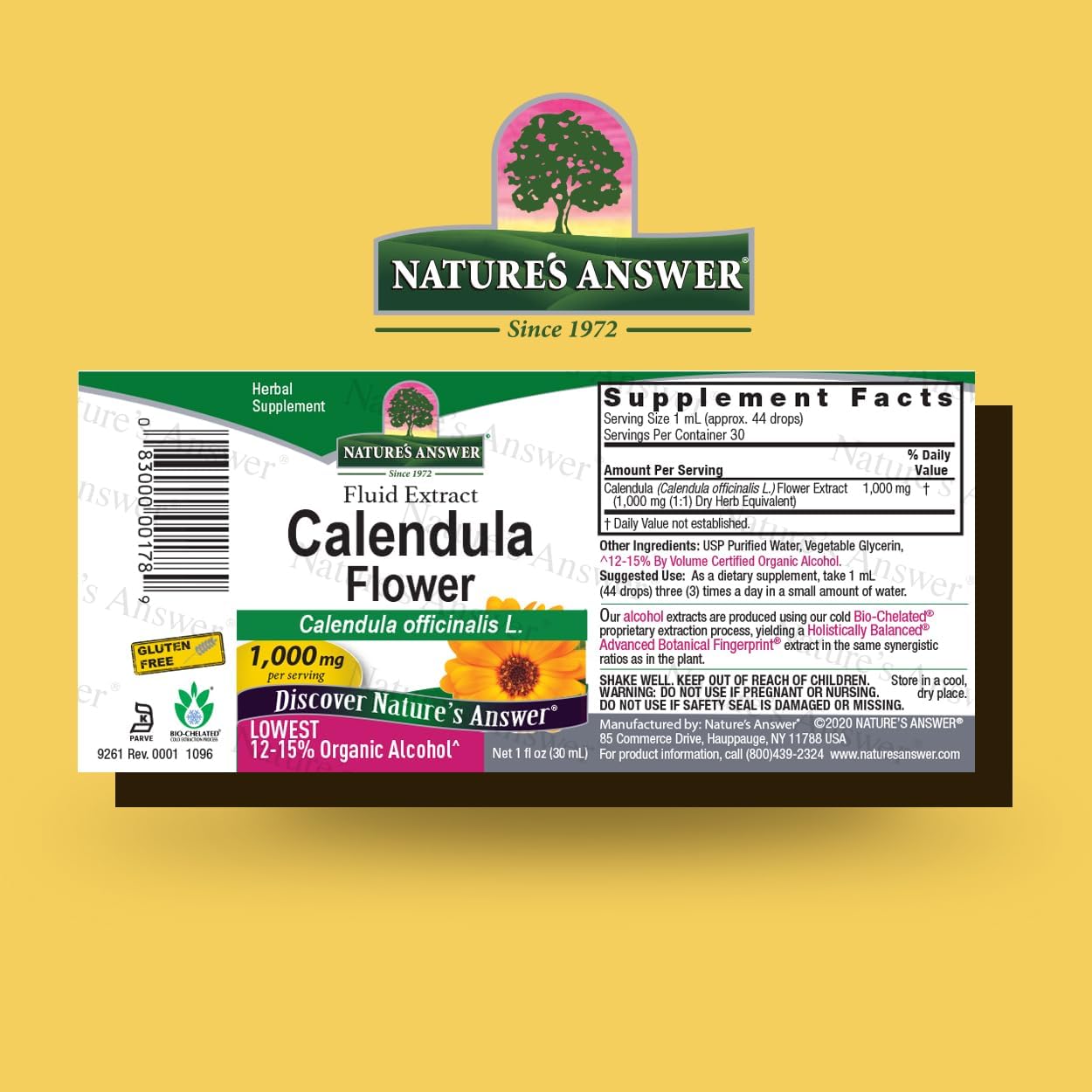 Nature's Answer Calendula Flower with Organic Alcohol, 1-Fluid Ounce