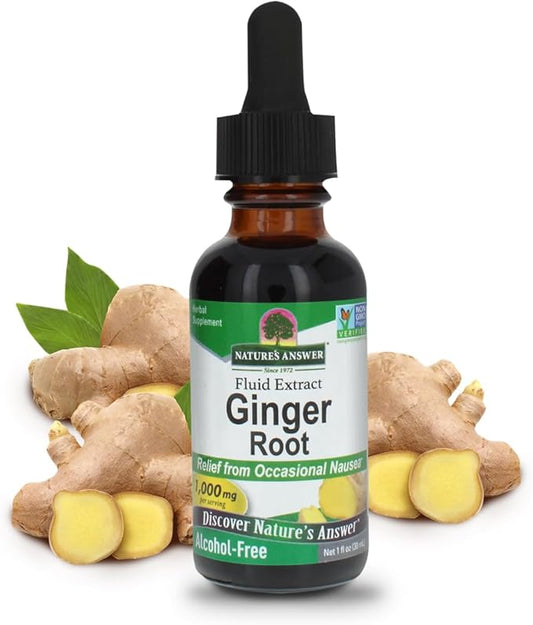 Nature's Answer Ginger Root Alcohol Free Extract 1 Ounce | Supports Stomach Function | Vegan | Vegetarian | Non-GMO | Gluten Free