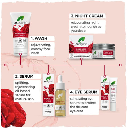 Dr Organic Rose Otto Night Cream 50ml (Anti-aging, Moisturising, Rejuvenating)