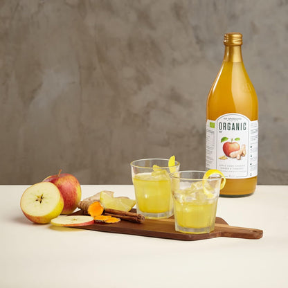 Eat Wholesome Organic Ginger, Turmeric and Chilli Raw Apple Fire Cider Vinegar with The Mother, Glass Bottle in Box, 1L