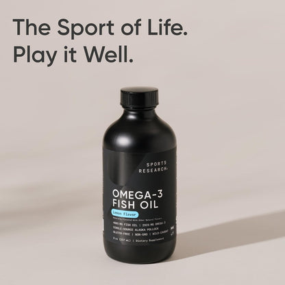 Sports Research® Omega-3 Fish Oil 4685mg - Sourced from Wild Caught Alaska Pollock - Natural Lemon Flavor, MSC Certified Sustainable - 8oz (48 Servings)