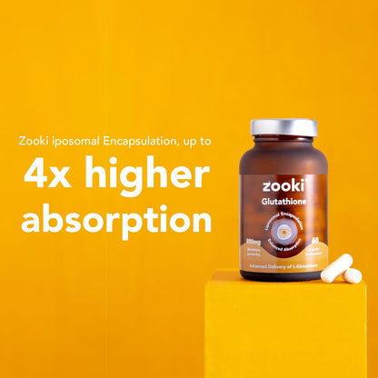 Zooki 500mg Liposomal Glutathione Capsules | 4X Higher Absorption | Ultimate Skin, Liver, Detox, Energy Support | Natural Ingredients, Vegan | (30 Servings)