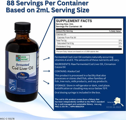 Green Pasture - Fermented Cod Liver Oil Liquid - 6 fl. oz. - Orange