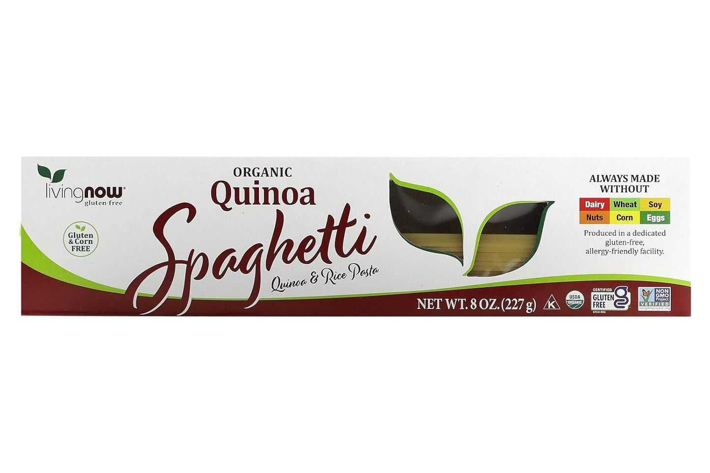 NOW Foods, Organic Quinoa Penne, Gluten-Free, Corn-Free, Non-GMO, Quinoa and Rice Pasta, 8-Ounce