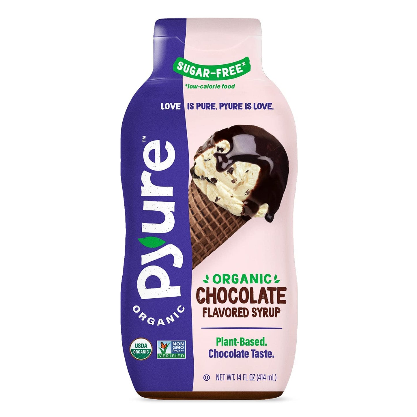 Pyure Organic Caramel Flavored Syrup, Zero Sugar, 1 Net Carb, Gluten-Free, Plant-Based for Vegan Keto Friendly Food, 14 Oz