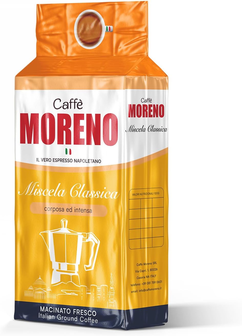CAFFE' MORENO Ground Coffee, Ground Coffee for Fresh Mocha, Classic Blend, 500g