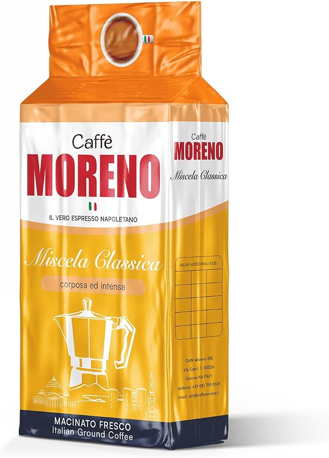 CAFFE' MORENO Ground Coffee, Ground Coffee for Fresh Mocha, Classic Blend, 500g