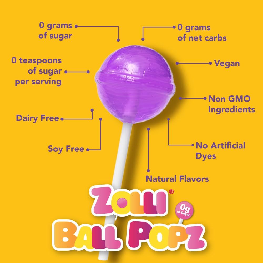 Zollipops Cherry-Pineapple Duo Pops - Sugar-Free, Allergy-Free, Vegan, KETO & Diabetic Friendly, Clean Teeth Candy, Red-Yellow - Enjoy the Dynamic Duo of Cherry and Pineapple