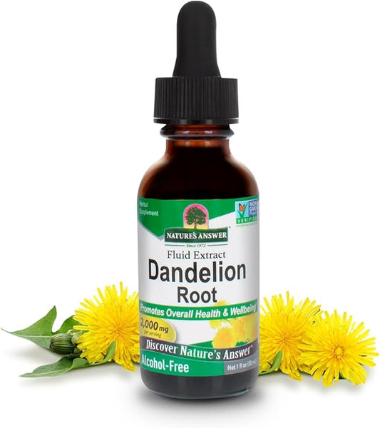 Nature's Answer Alcohol Free Dandelion Root 2000mg 1oz Extract | Promotes Overall Well-Being | Immune Support | Cleanses and Detoxes | Gluten-Free, Non-GMO, Vegan | Single Count