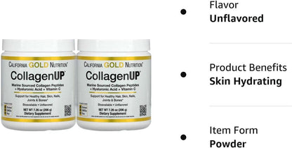 Collagen Peptides Powder with Hyaluronic Acid, Support for Healthy Hair, Skin, Nails, Joints and Bones, Non-GMO, Gluten and Dairy Free, Unflavored, 7.26 oz, Fish Sourced, Pack of 1