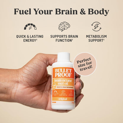 Bulletproof Coconut Brain Octane C8 MCT Oil, 16 Ounces, Premium Keto Supplement for Sustained Energy, Brain and Body Fuel, Unflavored, Add to Coffee and Smoothies, Packaging May Vary