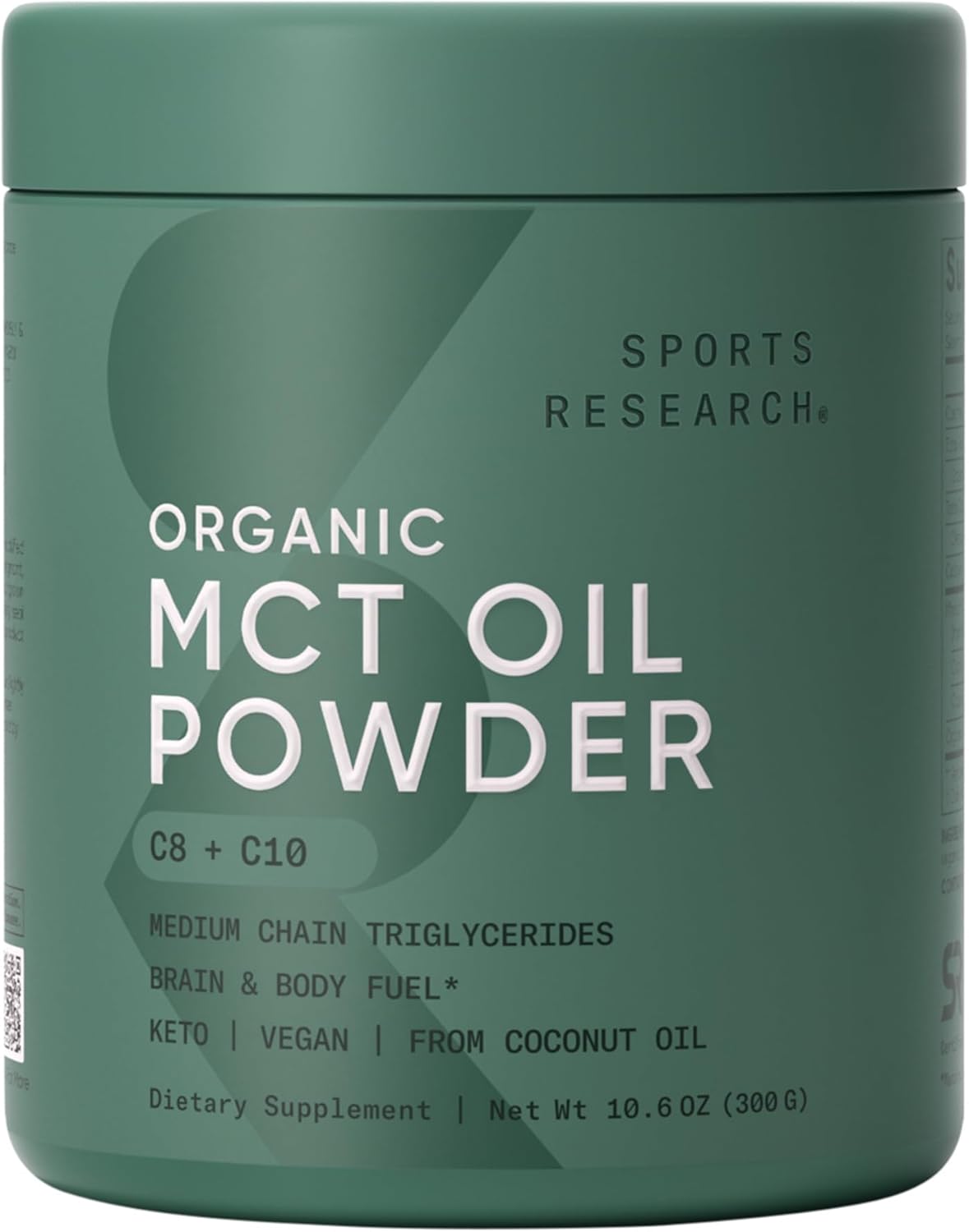 Sports Research Keto MCT Oil from Organic Coconuts - Fatty Acid Fuel for Body + Brain - Single Ingredient C8 Caprylic Acid - Perfect in Coffee, Tea, & More - Non-GMO & Vegan - Unflavored (16 Oz)