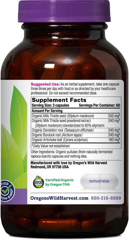 Oregon's Wild Harvest Milk Thistle Dandelion, Organic, 180 Count