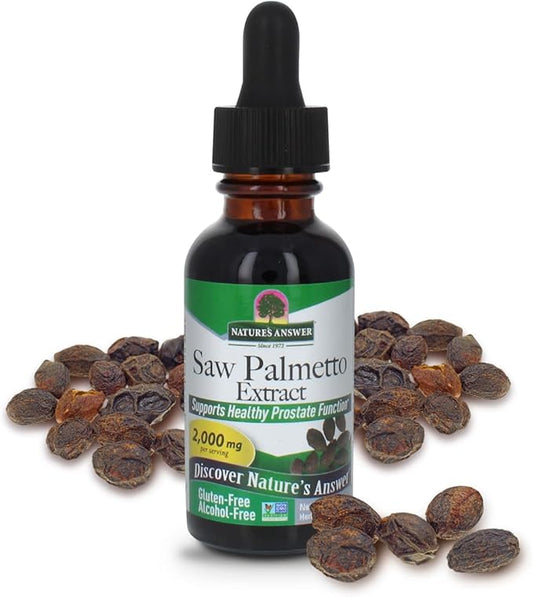 Nature's Answer Alcohol-Free Saw Palmetto Berry Extract, 1-Fluid Ounce | Prostate Support | Natural Urinary Health | Promotes Hair Growth