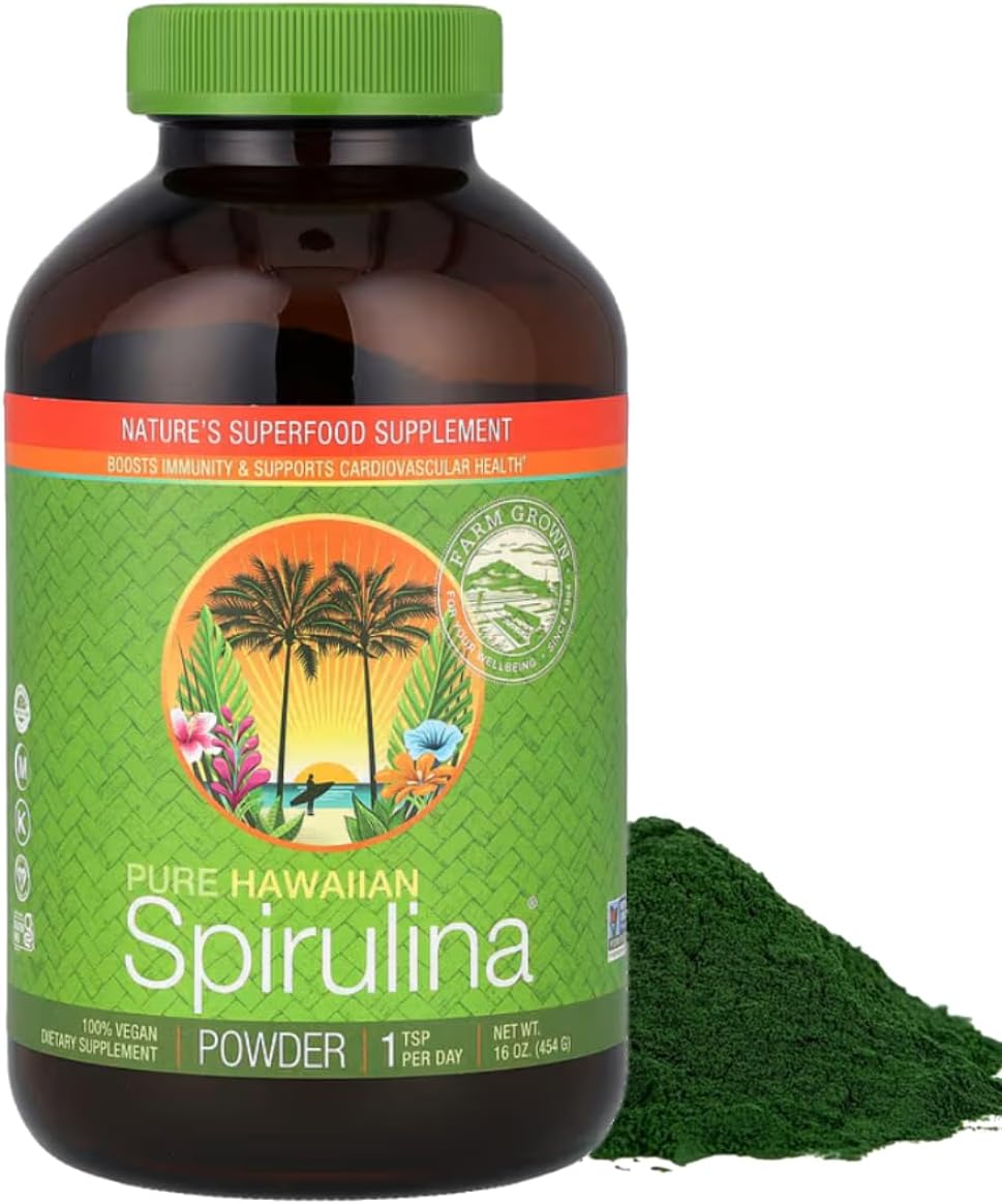 Nutrex Hawaii, Pure Hawaiian Spirulina Powder, Vegan, Supports Immune System, Heart, Cells and Energy, 5 Ounce