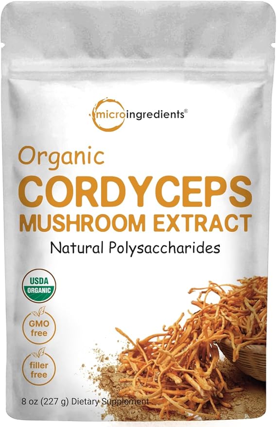 Micro Ingredients Organic Cordyceps Mushroom Extract, 8 oz | 100:1 Extract | Supports Energy & Immune Function | Great for Pre-Workout & Drinks | Non-GMO, Vegan Friendly