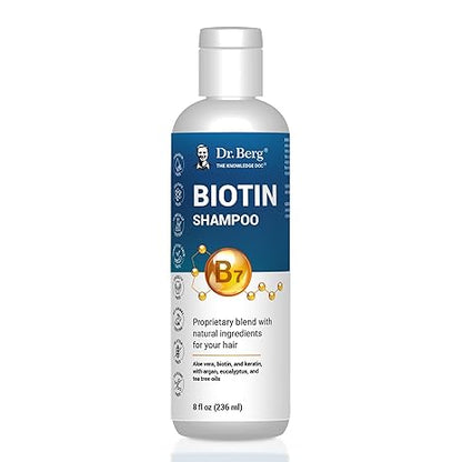 Dr. Berg Biotin Shampoo for Men & Women (Improved High-Performance Formula) - Independently Tested & Certified Paraben- Sulfate- & Silicone-Free - Infused w/Biotin, Argan Oil & Botanicals - 8 Fl oz