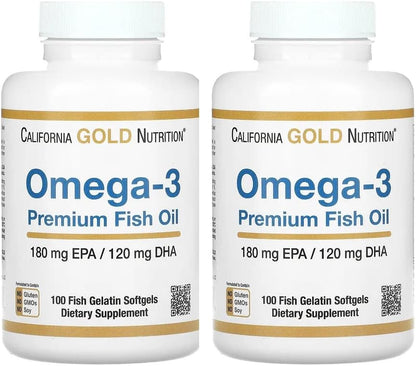 Omega-3 Premium Fish Oil by California Gold Nutrition, Concentrated Formula with EPA & DHA, Support for Optimal Lipid Profile & Immune System, Gluten Free, Non-GMO, 100 Fish Gelatin Softgels