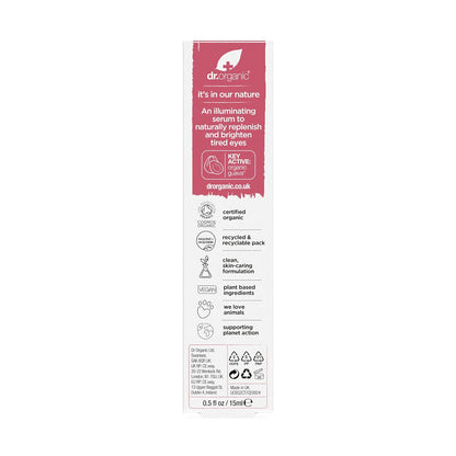 Dr Organic Guava Eye Serum, Vitamin C, Brightening, for Men and Women, Natural, Vegan, Cruelty Free, Paraben & SLS Free, Certified Organic, 15 ml
