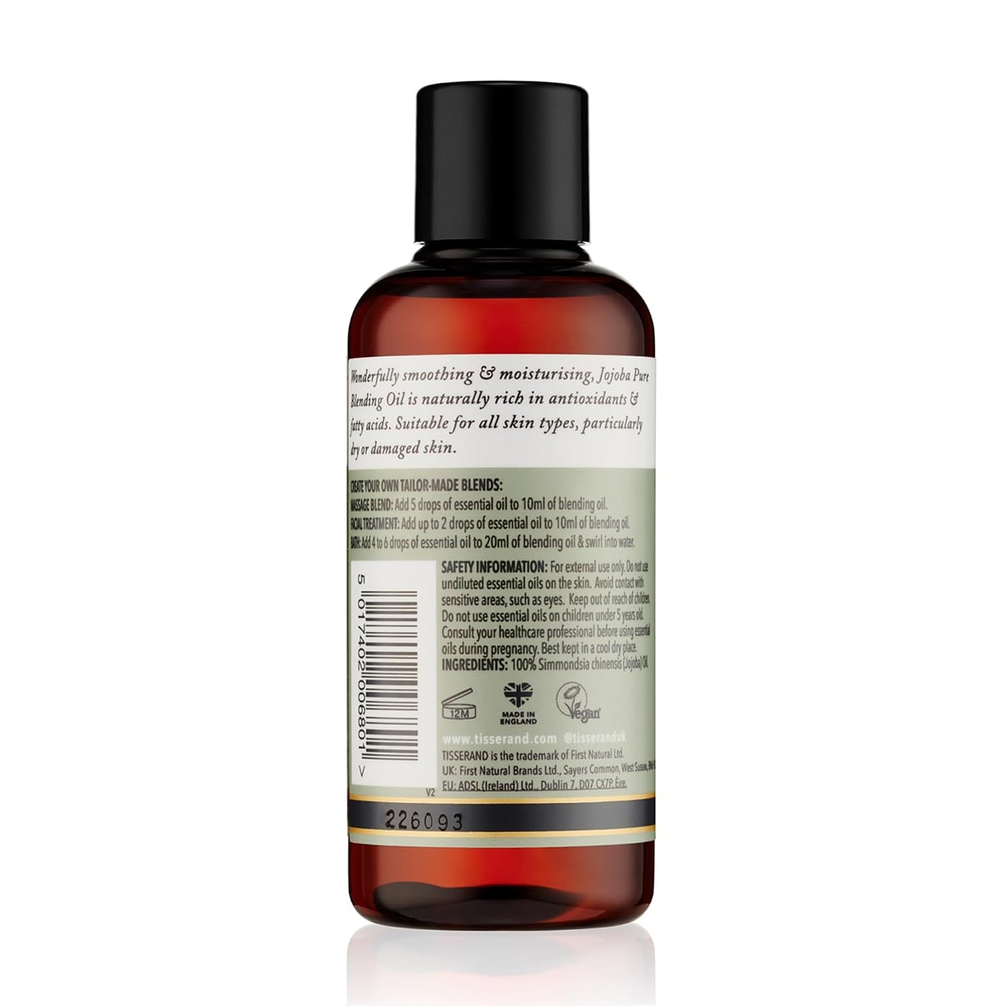 Tisserand Organic Pure Essential Oil - Moisturising and Softening - Facial and Body Massage - Rich in Antioxidants - Jojoba - 3.38 oz