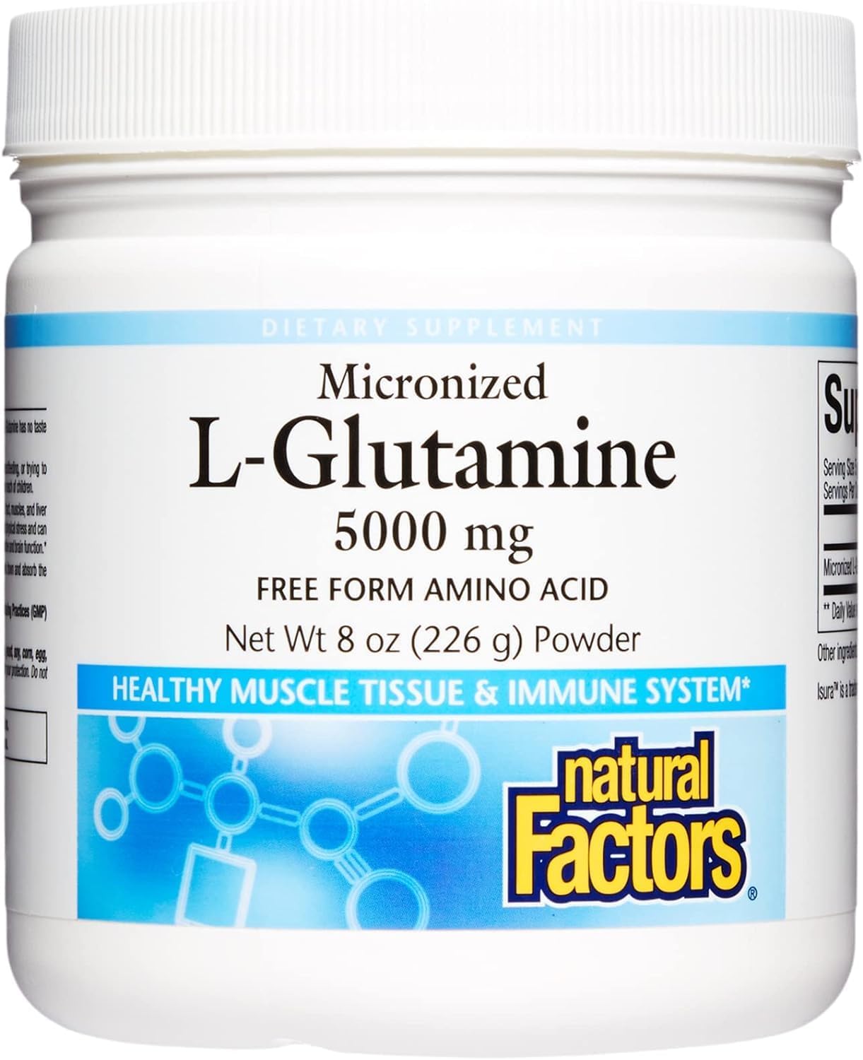 Natural Factors Micronized L-Glutamine Drink Mix 5000 mg, Supports Muscles and Immune Function, 16 Oz
