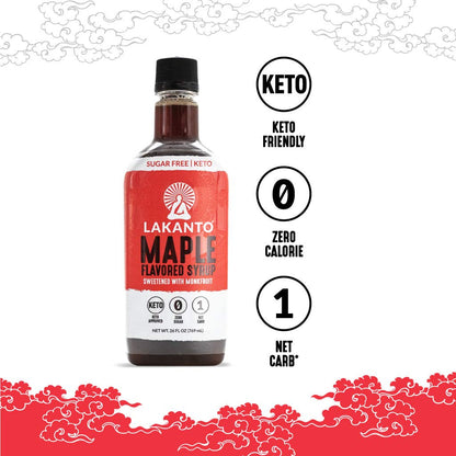 Lakanto Sugar Free Cinnamon Maple Syrup - Monk Fruit Sweetener, Keto Diet Friendly, Vegan, 2g Net Carbs, Pancakes, Waffles, Oatmeal, Coffee, Tea, Granola, Frosting, Marinade (13 Fl Oz - Pack of 1)