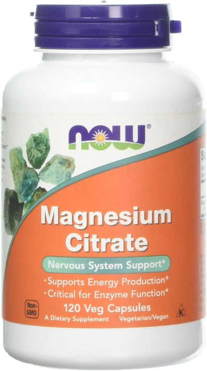 NOW Foods Magnesium Citrate 400 Milligram 120 Veg Capsules (Pack of 2)