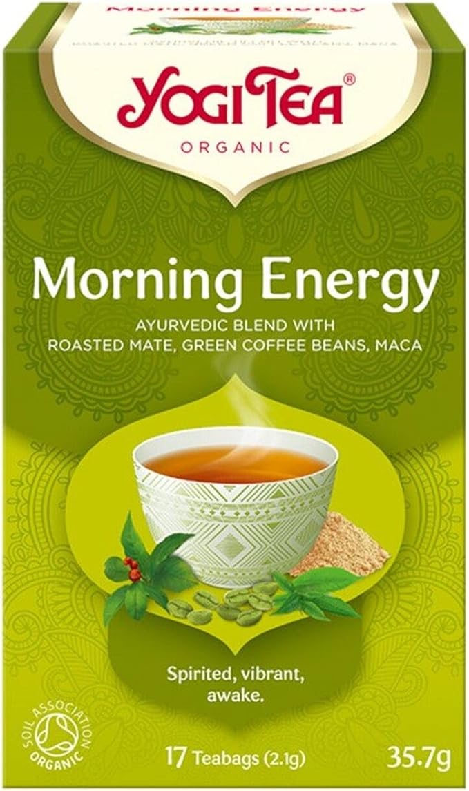 Yogi Tea, Morning Energy, Organic Herbal Tea, Blend of Mate, Green Coffee Beans and Maca, 17 tb