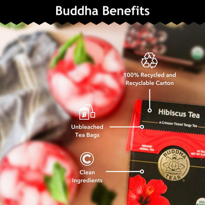 Buddha Teas Hibiscus Organic Herbal Tea, 18 Tea Bags