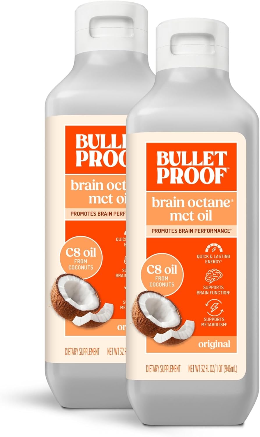 Bulletproof Coconut Brain Octane C8 MCT Oil, 16 Ounces, Premium Keto Supplement for Sustained Energy, Brain and Body Fuel, Unflavored, Add to Coffee and Smoothies, Packaging May Vary