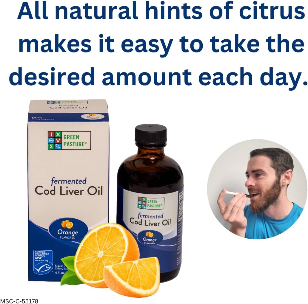 Green Pasture - Fermented Cod Liver Oil Liquid - 6 fl. oz. - Orange