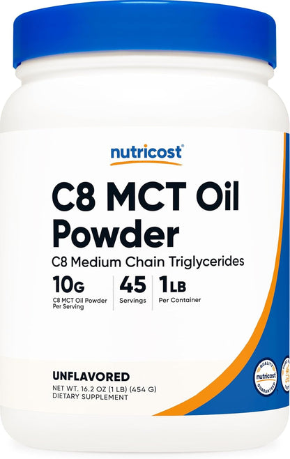 Nutricost C8 MCT Oil Powder 23 Servings (8oz) - 95% C8 MCT Oil Powder