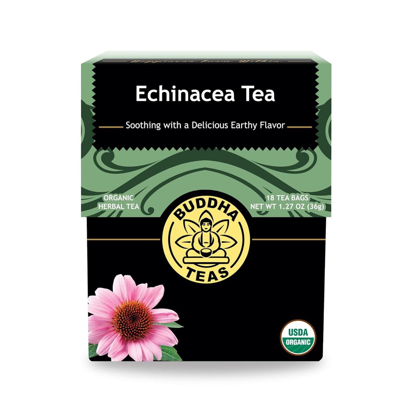 Buddha Teas - Chaga Tea - Organic Herbal Tea - For Cognitive Balance & Overall Health - With Chaga Mushroom, Antioxidants & B Vitamins - Caffeine Free - OU Kosher - 18 Tea Bags (Pack of 1)