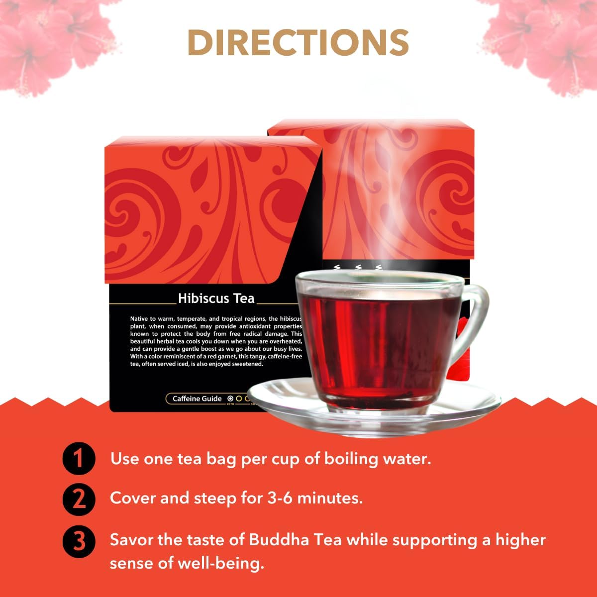Buddha Teas Hibiscus Organic Herbal Tea, 18 Tea Bags