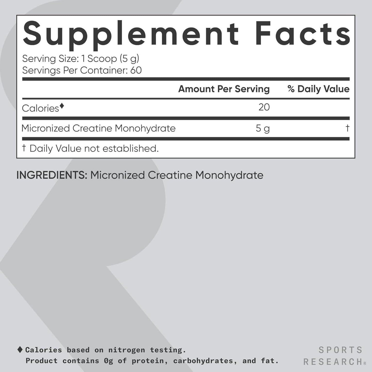 Sports Research® Creatine Monohydrate Capsules - May Support Workout Recovery, Lean Muscle gain, Performance and Strength* - Non-GMO, Vegan Certified - 5g per Servings - 30 Servings