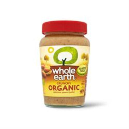 Whole Earth Crunchy Organic Peanut Butter, 340 g Jar, Original Nut Spread Made with All Natural Ingredients, No Added Sugar, Gluten Free, Vegetarian & Vegan Friendly