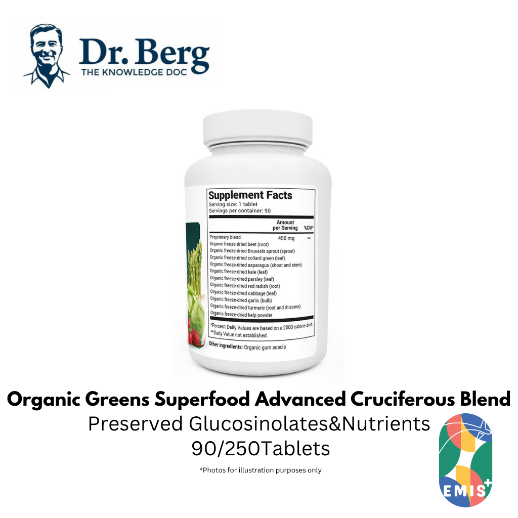 Dr. Berg Organic Greens Superfood - Advanced Cruciferous Blend Tablets