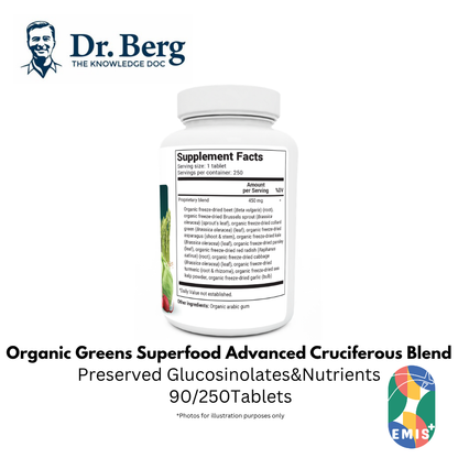 Dr. Berg Organic Greens Superfood - Advanced Cruciferous Blend Tablets