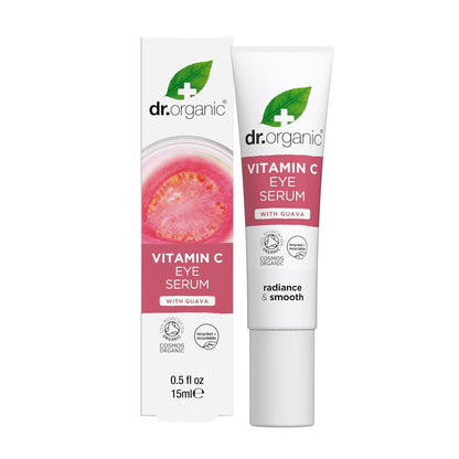 Dr Organic Guava Eye Serum, Vitamin C, Brightening, for Men and Women, Natural, Vegan, Cruelty Free, Paraben & SLS Free, Certified Organic, 15 ml