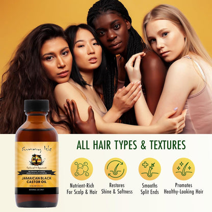 Sunny Isle Jamaican Black Castor Oil 4oz | 100% Natural for Hair, Scalp and Skin Care