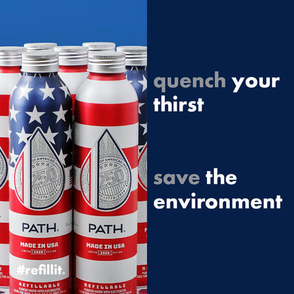PATH Water Made in USA Ultra-Purified Water in Aluminum Bottle - BPA-Free, Reusable, Infinitely Recyclable - 25 fl oz (Pack of 12)