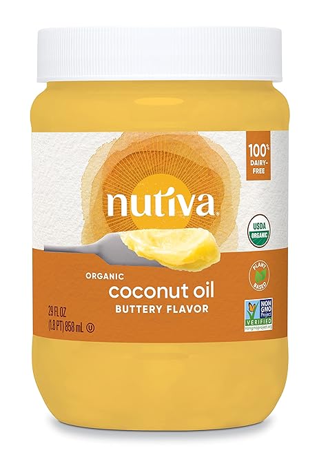 Nutiva Organic Coconut Oil with Non-Dairy Butter Flavor, USDA Organic, Non-GMO, Whole 30 Approved, Vegan & Gluten-Free, Plant-Based Replacement for Butter