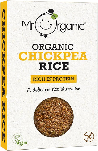 Mr Organic - Organic Chickpea Protein Rice 250g - Non GMO & Preservative Free - Gluten Free & Vegan - Made With Organic Chickpea Flour - Pack of 1