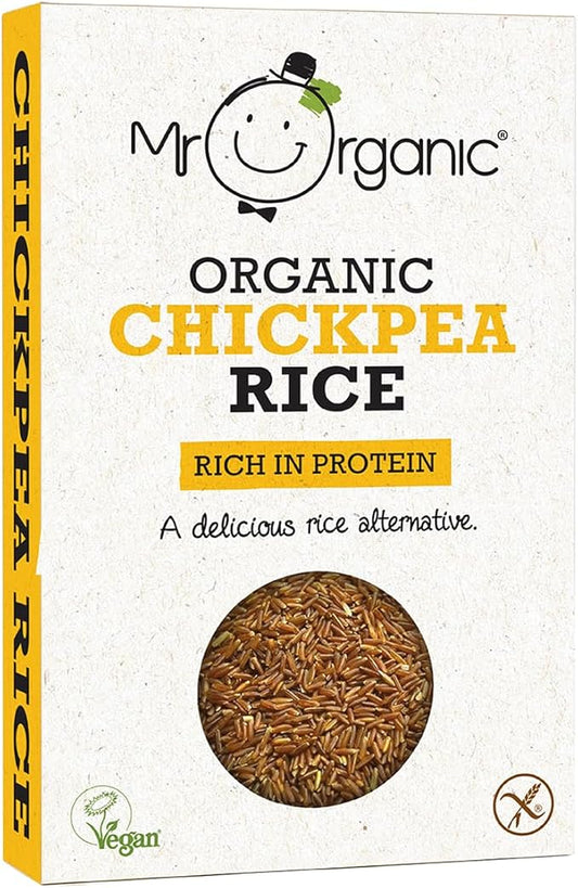 Mr Organic - Organic Chickpea Protein Rice 250g - Non GMO & Preservative Free - Gluten Free & Vegan - Made With Organic Chickpea Flour - Pack of 1