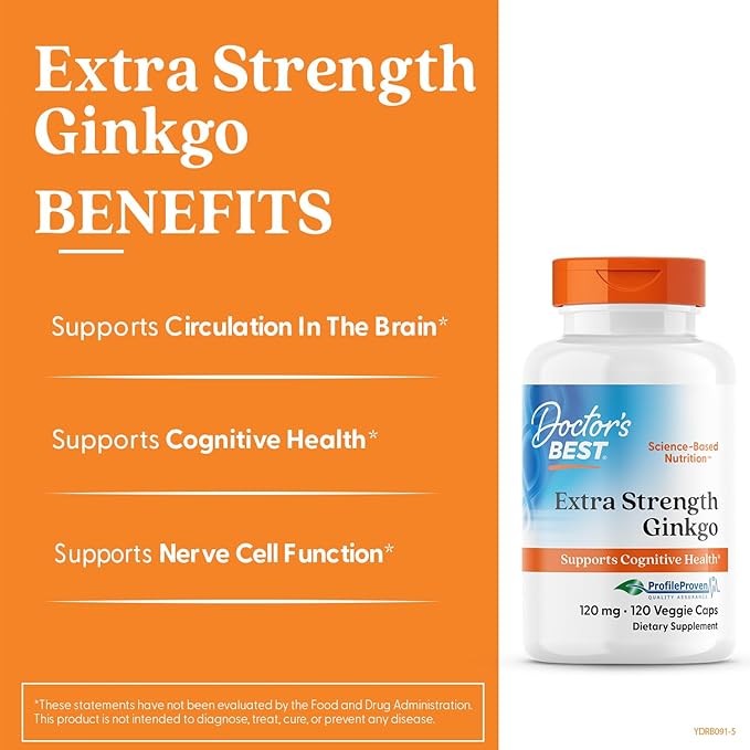 Doctor's Best Extra Strength Ginkgo Biloba 120mg - 120 Vegan Capsules