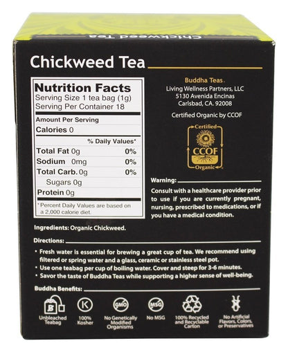 Buddha Teas - Chaga Tea - Organic Herbal Tea - For Cognitive Balance & Overall Health - With Chaga Mushroom, Antioxidants & B Vitamins - Caffeine Free - OU Kosher - 18 Tea Bags (Pack of 1)