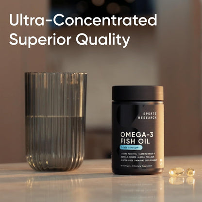 Sports Research Fish Oil Mini-Softgels - Easy to Swallow Omega-3 Fatty Acids from Wild Caught Alaska Pollock - 625mg, 120 Softgels