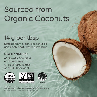 Sports Research Keto MCT Oil from Organic Coconuts - Fatty Acid Fuel for Body + Brain - Single Ingredient C8 Caprylic Acid - Perfect in Coffee, Tea, & More - Non-GMO & Vegan - Unflavored (16 Oz)